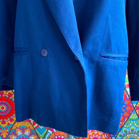 Deadstock Vintage 1980s Navy Blue Oversized Blazer Sz 12 - Picture 7 of 9